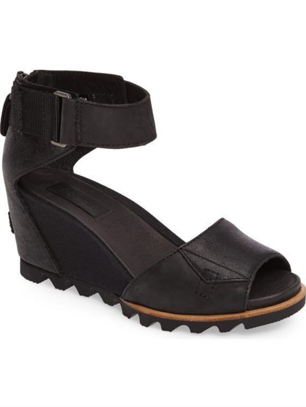 Sorel Joanie Ankle Strap Wedge Sandals US Size 9 Black Neutral Minimalist